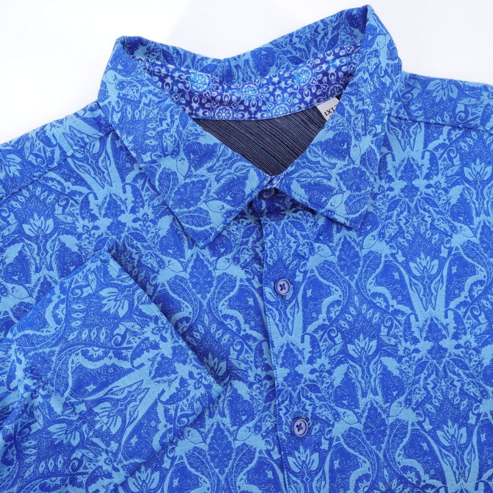 Robert‎ Graham Paisley Floral Button Down Shirt Blue Long Sleeve Mens 1XLT